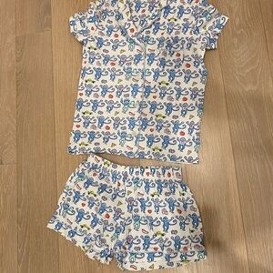 Roller Rabbit White Pajamas with Blue and Yellow Animal Print